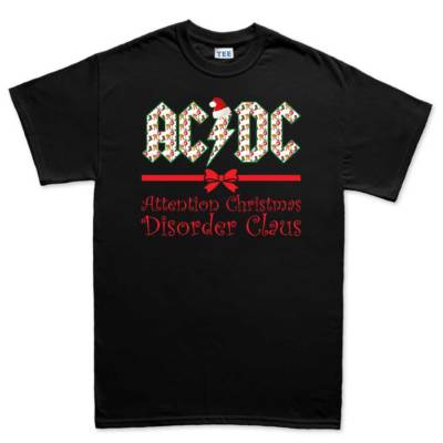 AC DC Christmas Xmas Santa Claus Party Gift Mens T shirt Tee Top T