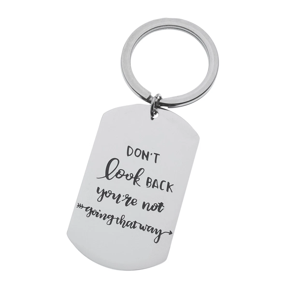 Don't Look Back Engraved Inspirational Keychain Keyring Gifts For Men &  Women