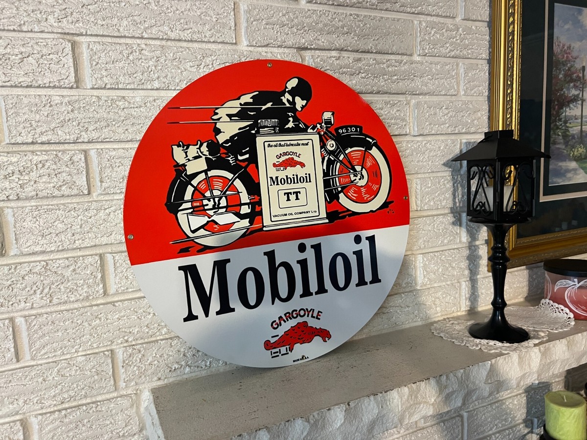 Motorcycle Reproduction MOBILOIL Gargoyle Vacuum oil HEAVY Steel