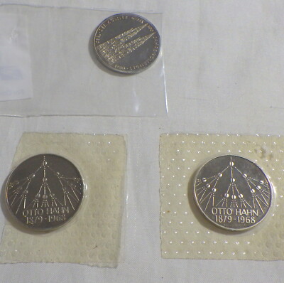 GERMANY COINS 3 COINS TWO OTTO HAHN 1879-1968 & JAHRE1880-1980  (SEE PHOTO ) GRE