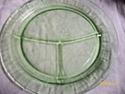 Ballerina Princess Pattern Depression Uranium Glass Divided Plate 10.5"