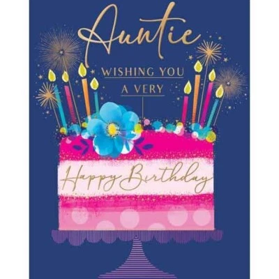 PICCADILLY AUNTIE BIRTHDAY GREETING CARD 7"X5.5" BIRTHDAY CAKE