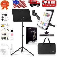 Portable Height Adjustable Music Stand - 31.4'' to 57'' with Folder  Clip