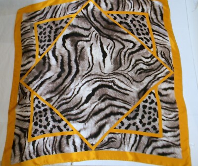 Women's ARMINE  Multi-Color Animal Print 100% Silk Hand Rolled Square Scarf