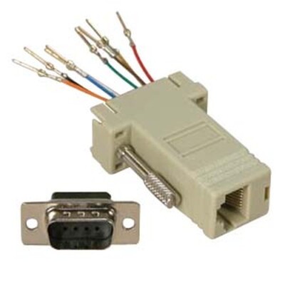 DB9 9-Pin Serial RS232 Male to RJ45 Female Modular Adapter Connector Converter