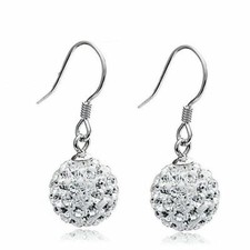 Silver Crystal Shamballa Disco Ball Dangle Drop Hook Stud Earrings UK