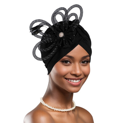 Women Turbans and Head Wraps, Skull-Caps, African Turban Flower Knot Pre-Tied​​​ DANMY Women Turbans and Head Wraps, Skull-Caps, African  main image 4