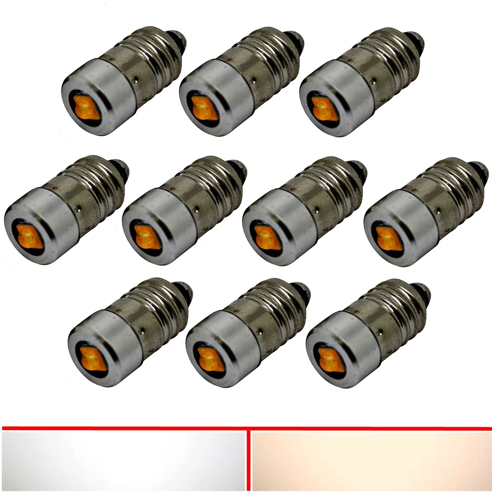 LED-MAFIA 1x 2x 6x 10x E10 Power LED 5-30V weiß 3200K 6000K Taschenlampe Lampe Birne weiß