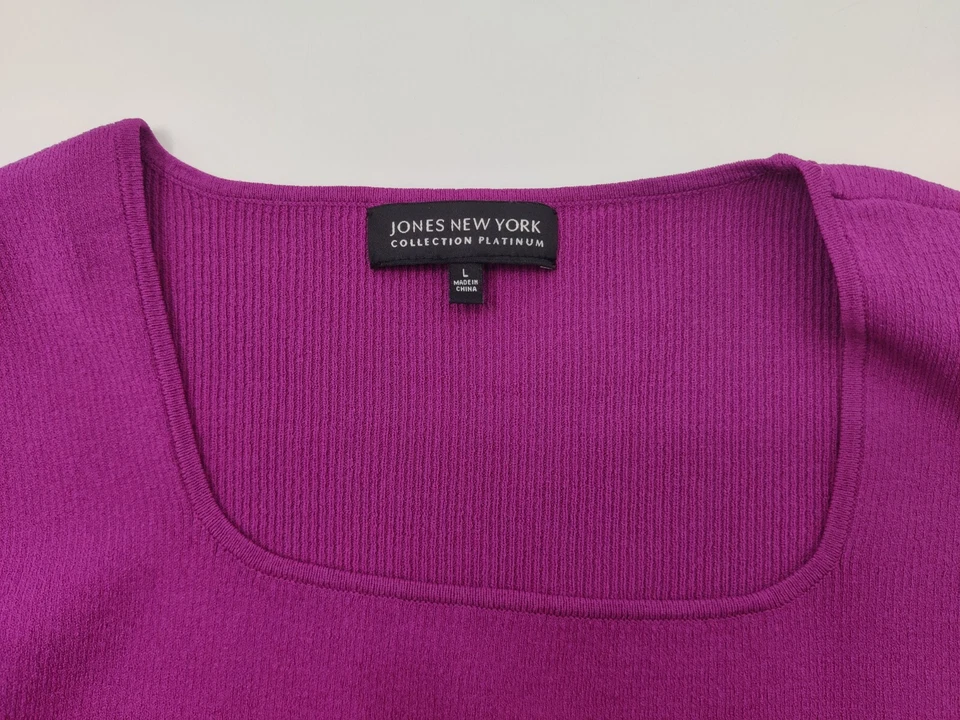 Jones New York Talla L Top Púrpura Cuello Redondo Tejido Sin Mangas Punto Fino Foto 3 de 4