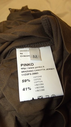 Pinko Canotta Donna Taglia Xs S M Bianco Marrone Jersey Maglia Top Crepe Stretch - Picture 14 of 38