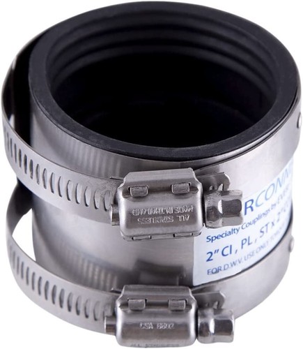 Shielded 2" Transition Coupling, Joins Cast Iron, Plastic, or Steel To 2" Copper
