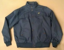 RARE VTG IZOD LACOSTE Lined Bomber Golf Zip Hooded Jacket Mens Large L Blue