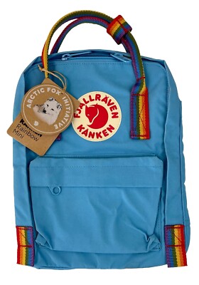 NWT Fjallraven Kanken Rainbow Mini Artic Fox Backpack  Blue
