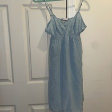 Vintage Victoria  s secret all silk babydoll teddy gown blue medium