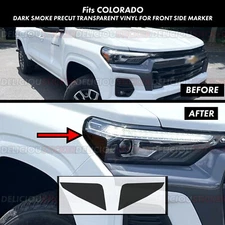 For 2023-2025 Colorado Headlight Side Marker Front Dark Smoke Decal Tint Vinyl