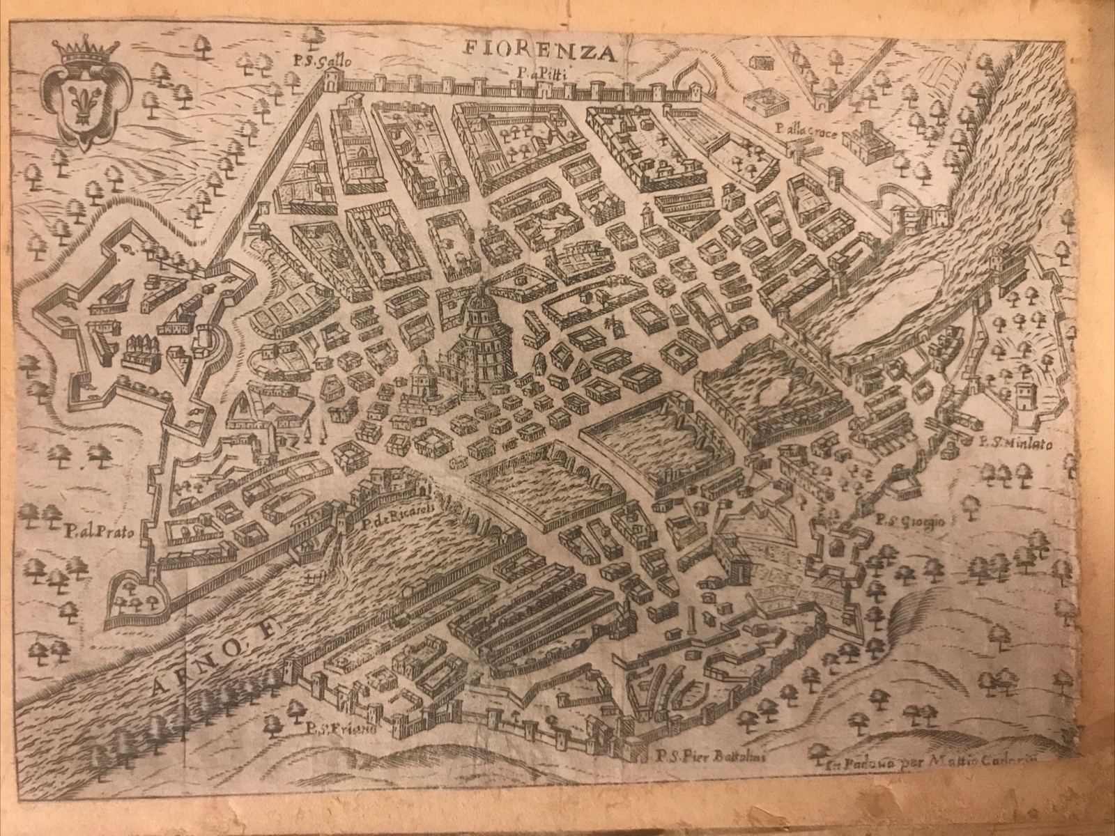 map of florence 1670 original rare for Mattia Cadorin 