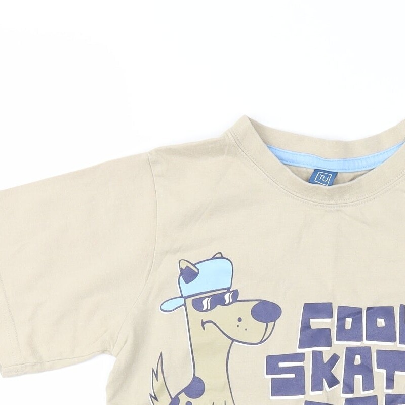 TU Boys Beige Cotton blend T-Shirt Size 7 Years image 5