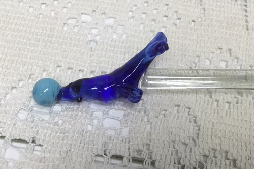 6 Swizzle Sticks Blown Glass Sea Life Cobalt Beach Nautical Fish Octopus Whale + - Bild 9 von 14