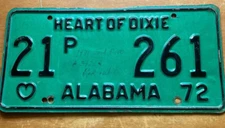 Alabama 1972 CONECUH COUNTY PRIVATE TRUCK License Plate # 21P 261