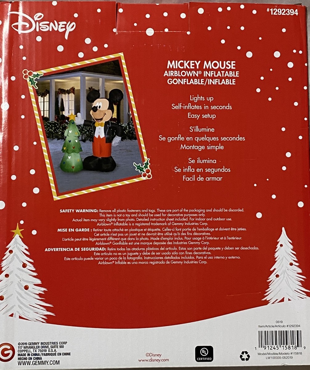 Disney 7.5Ft Mickey Mouse With Xmas Tree Airblown Inflatable