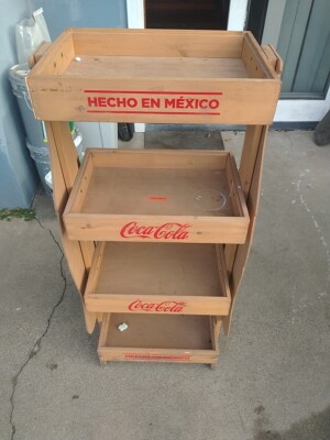 Coca Cola Coke 4 Tier Wooden Advertising Store Display Stand Rack