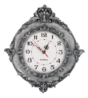 Hand Painted Resin Wall Clock,European Style Retro Vintage Clock Non - Ticking 