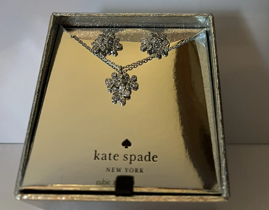 Gleaming gardenia necklace and sale studs boxed set