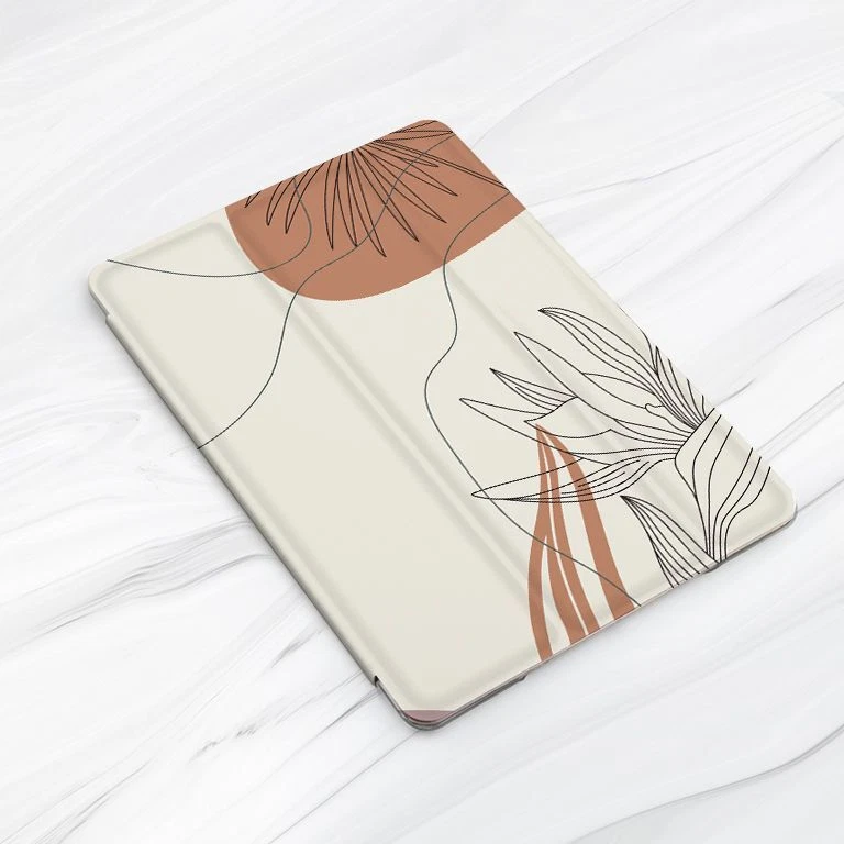 Floral Line Art Bubbles Leaf Case For iPad 10.2 Air 3 4 5 Pro 9.7 11 12.9 Mini - Image 3 of 4