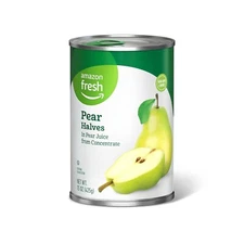 Amazon Fresh Canned Pear Halves in Pear Juice 15 Oz (Happy Belly)
