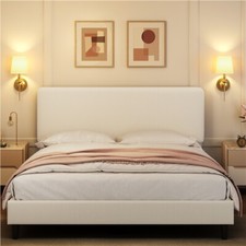 Upholstered Bed Frame Full/Queen/Twin with Adjustable Headboard, Chenille Fabric
