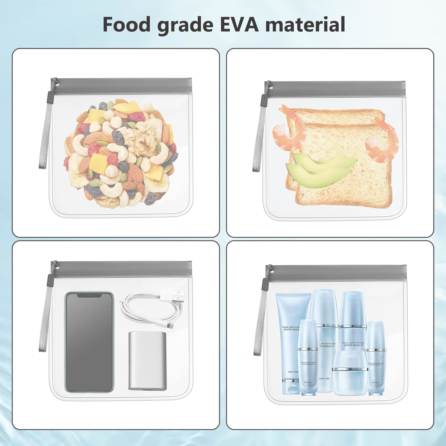 2pcs Clear Travel Toiletry Bags, Airport Security Liquids Bag Travel