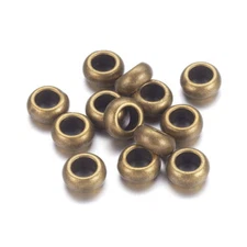 20pcs Tibetan Alloy Metal Beads Rondelle Smooth Loose Spacer Antique Bronze 10mm