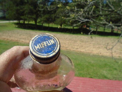 Antique Pint Mifflin Massage Alcohol Glass Bottle Patent Applied