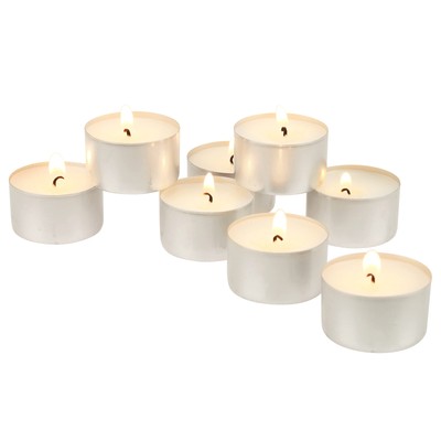White Unscented Smokeless Long Burning Tea Light Candles with 8 Hour Burn Tim...