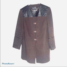 Etcetera Coat Cotton/leather Brown Size 6 Nwot