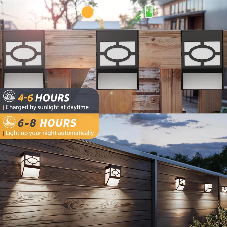 4Pack LED Solar Fence Light Outdoor Garden Deck Wall Decor Lamp 8 Lighting Color - Image 2 of 4