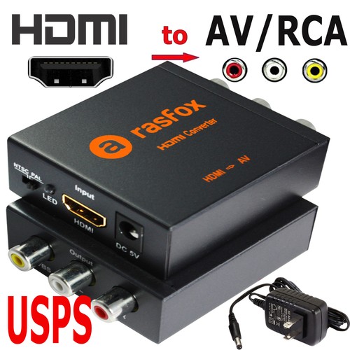 Powered HDMI to AV / RCA Converter Box Composite Audio Video CVBS