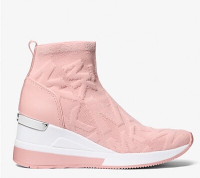 Michael Kors Skyler Logo Stretch Knit Sock Sneakers Pink 8,5