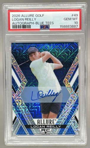 3887 Logan Reilly 2026 Upper Deck Allure #49 Blue Tees Auto Rookie RC /35 PSA 10