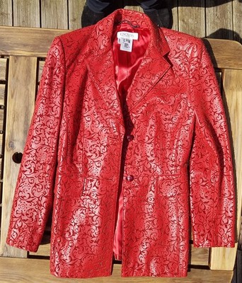 Escada Lederblazer, Gr. 38, kirschrot, extravagant Gr. 38, wie neu