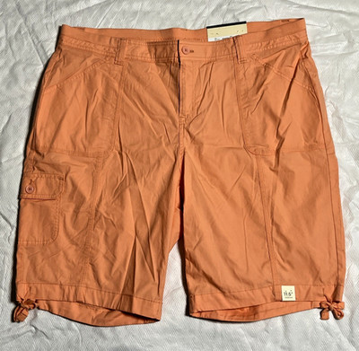 St John s Bat Bermuda Shorts Plus Size 20W Papaya Punch Mid Rise Stretch Cotton