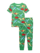Wonder Nation Dinosaur Print Short Sleeve Pajama Set Green - 2 Pieces - Size 3T