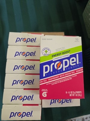 Propel Raspberry Energy Powder Drink Mix with Green Tea, Zero Sugar, 120 packet