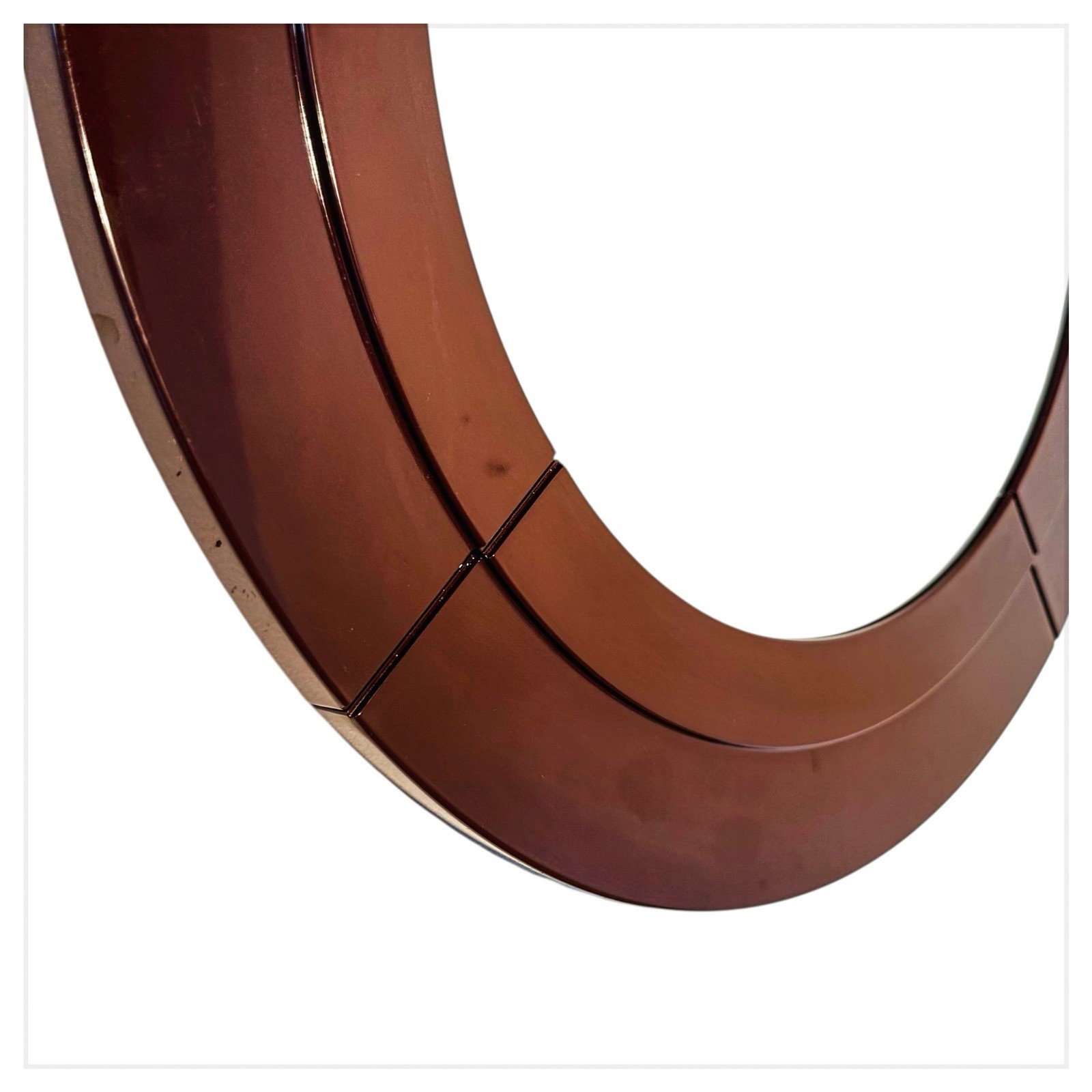 Vintage Round Mirror Kartell Design Anna Castelli Ferrieri 1972 Brown