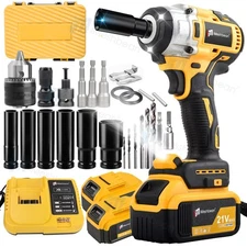Cordless Impact Wrench 1/2" 1000Nm High Torque Brushless Drill W/ Li-ion Battery