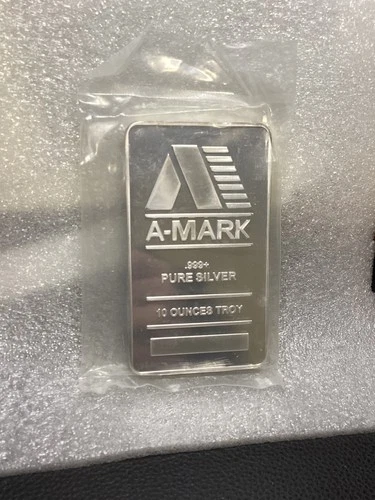 A-MARK Silver Bullion bar .999+ PURE   10 Ounces Troy Original package