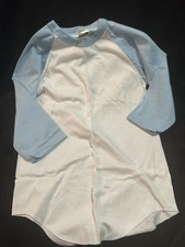 VTG 80s Youth Sz 10-12 The Knits 3/4 Sleeve Single Stitch Baby Blue ZAYRE Tag