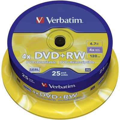 Verbatim 43489 DVD+RW Rohling 4.7 GB 25 St. Spindel Wiederbeschreibbar