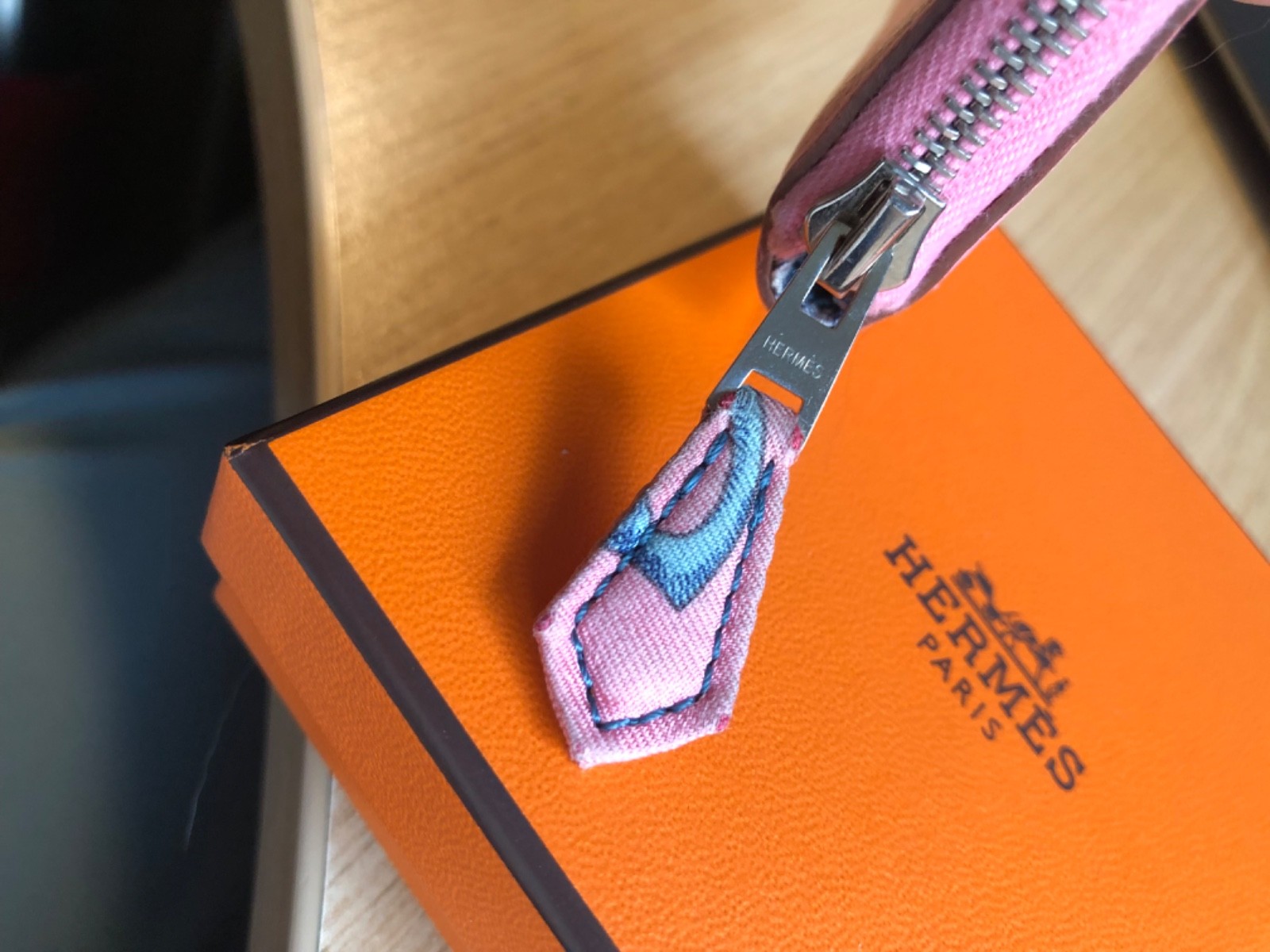 Auth EUC Hermes pink leather Silk'In change coin trinket purse wallet pouch Rare image 6