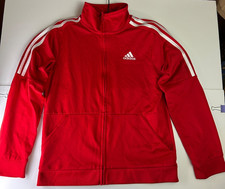Pre-Owned Adidas Red Medium 10-12 Polyester Youth Full Zip Track Jacket